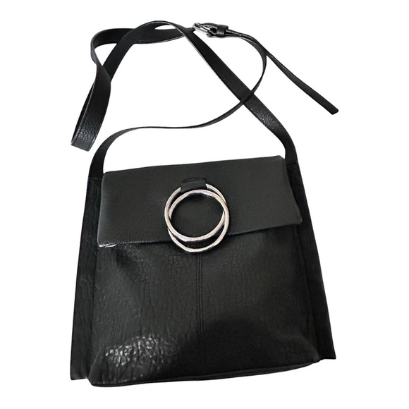 Vince Camuto Black Leather Crossbody Bag with Silver Hardware - Picture 1 of 8